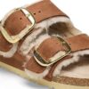 Arizona Big Buckle Shearling Couro Natural Oleado