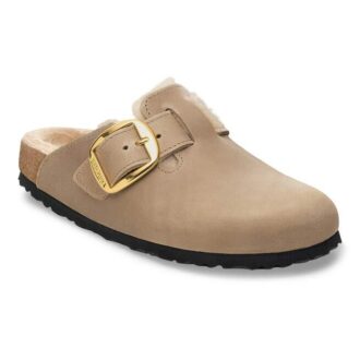 Boston Big Buckle Shearling Couro Natural Oleado