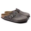 Soft Footbed Boston em couro natural oleado