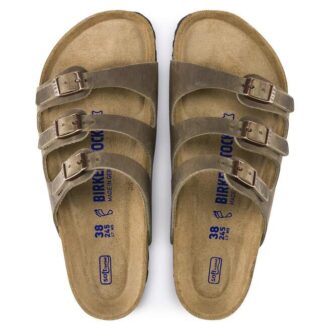 Soft Footbed Florida em couro oleado castanho tabaco