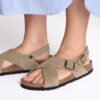 Soft Footbed Tulum em camurça de couro nubuck