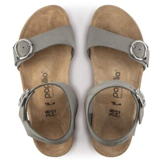 Sola em couro nubuck cinza-pomba