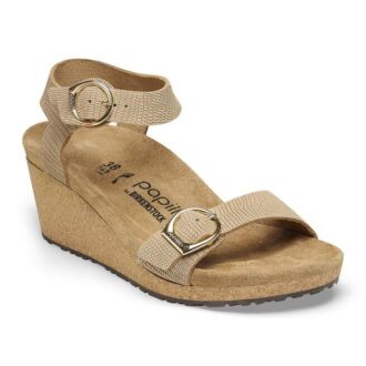 Soley com fivela em anel em couro nubuck com relevo